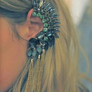 Vintage punk crystal gem clip on ear earring